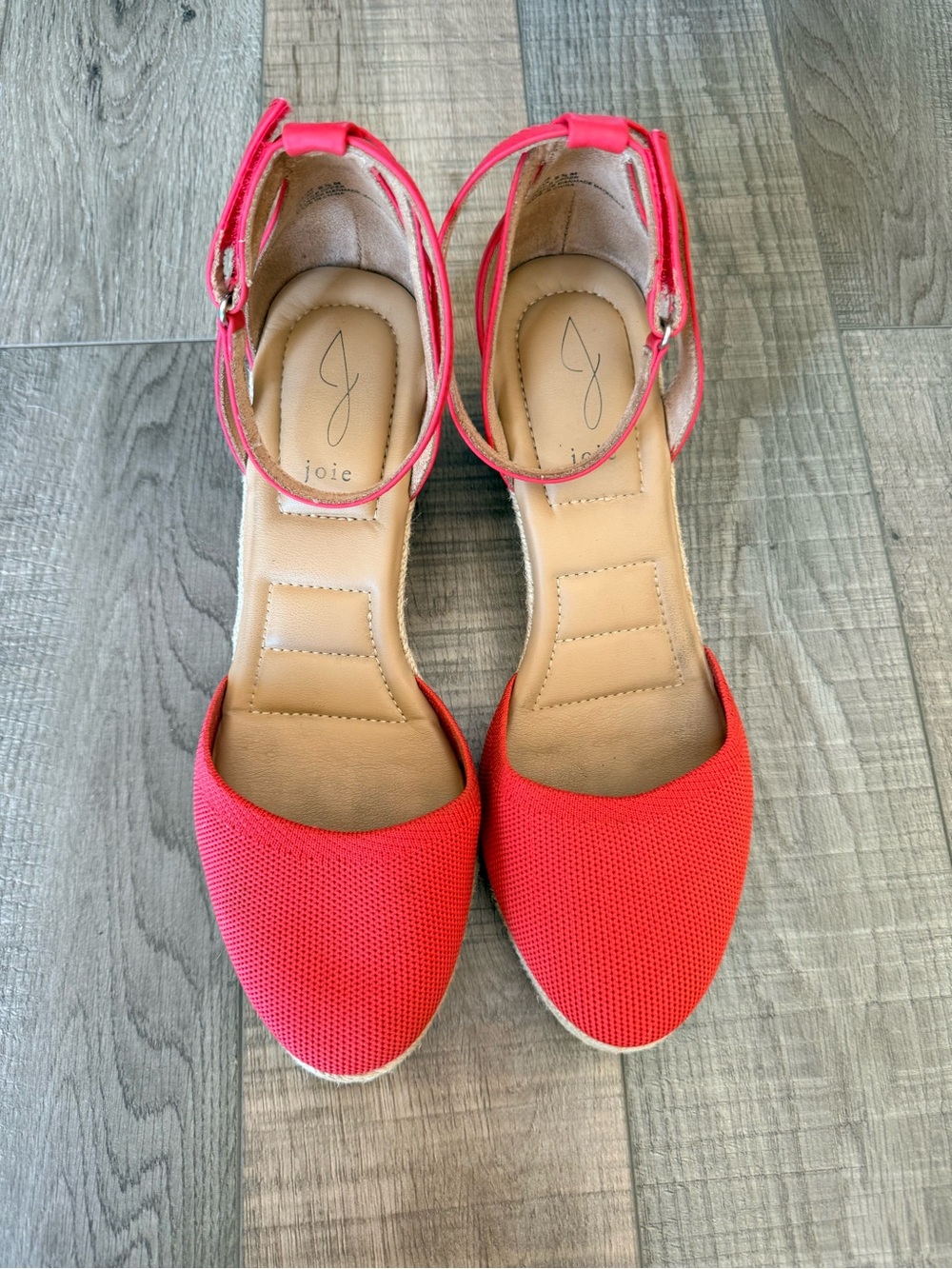 Joie Coral-Red Ankle-Strap D'Orsay Espadrilles